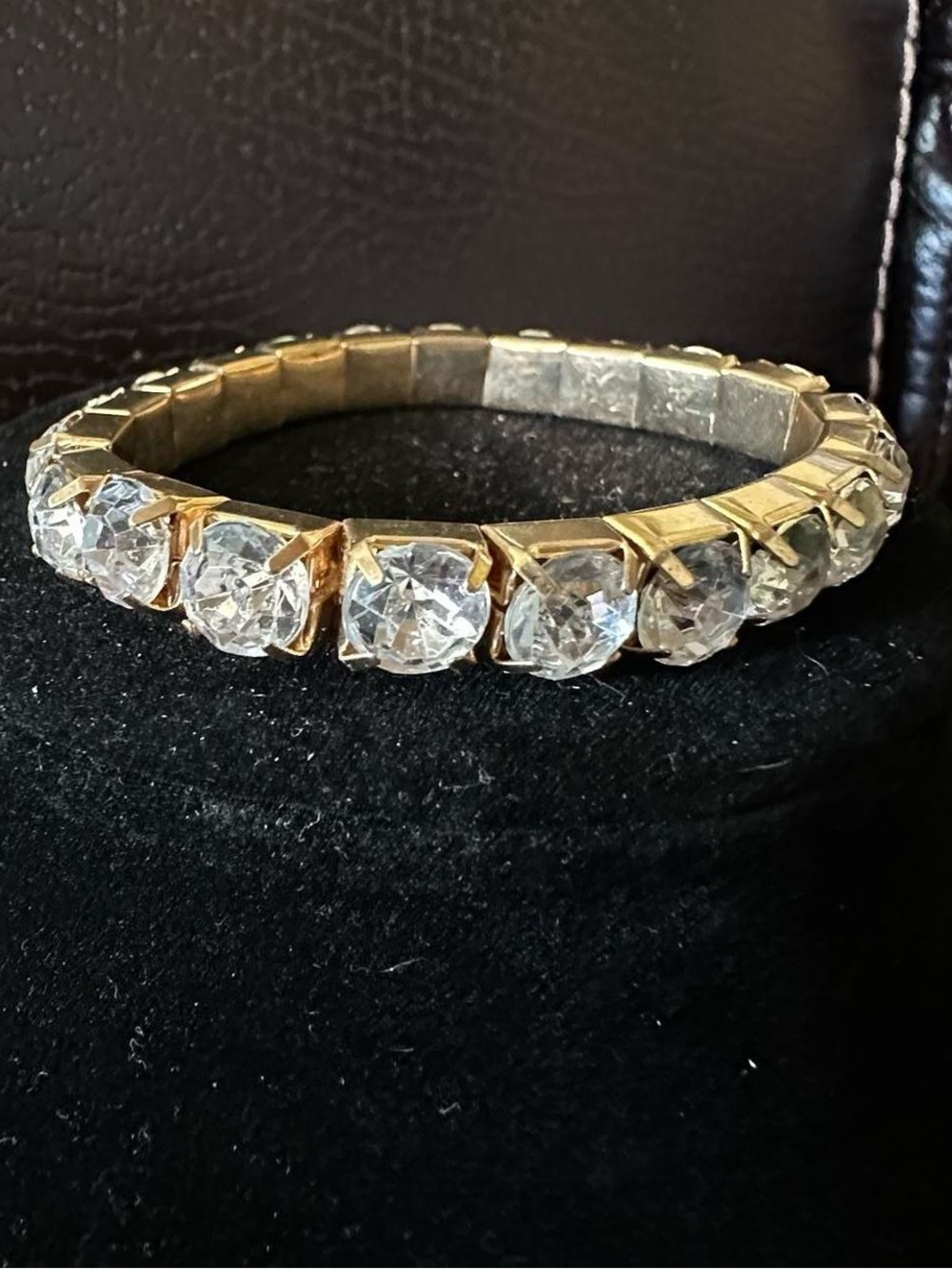 Gold-Tone Crystal Stretch Bracelet - Clear Stones